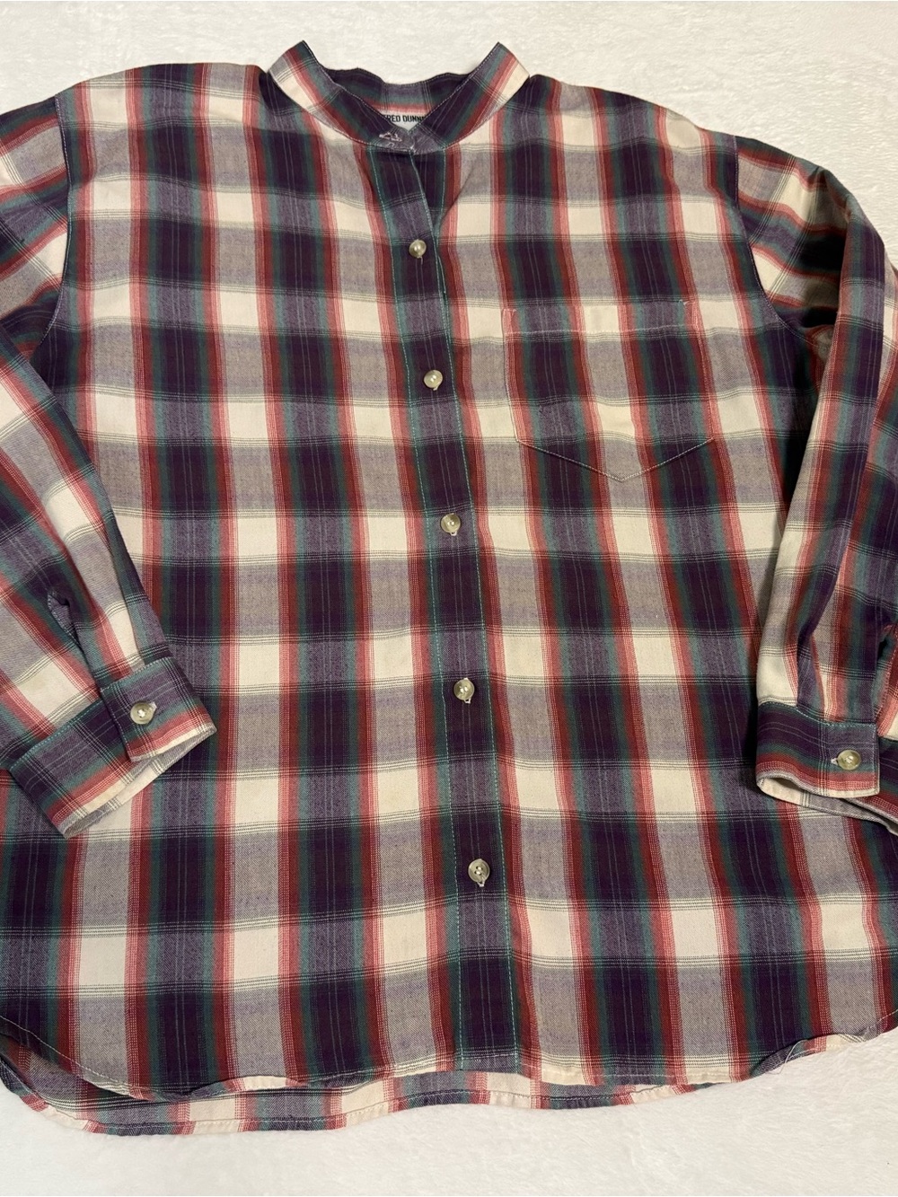 Vintage Alfred Dunner Women’s 18 Plaid Button Front Shirt Band Collar Plus